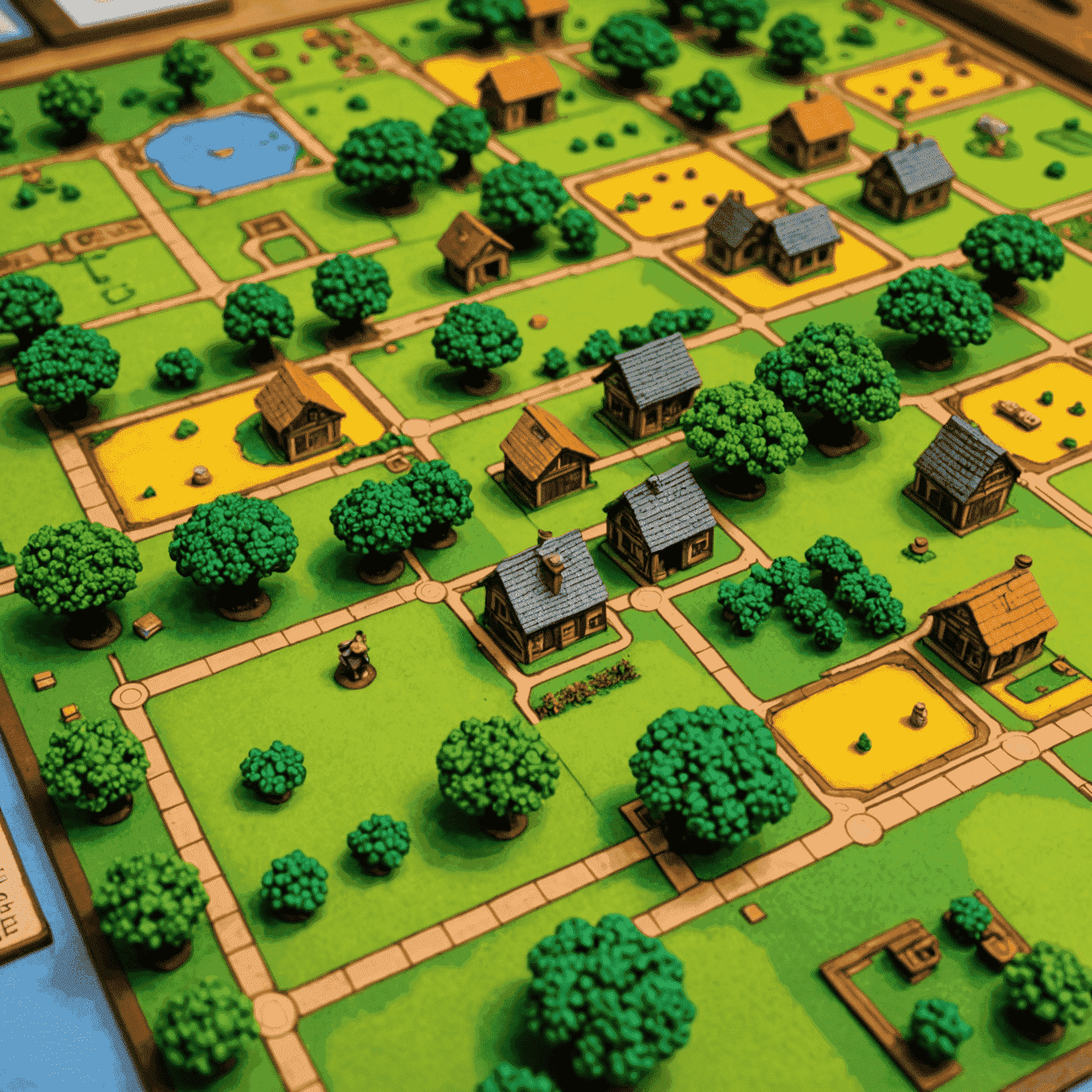 An Agricola game board mid-play, showing player farms with various improvements, animals, and crops. Action spaces and resource tokens are visible, indicating the complexity of the game.